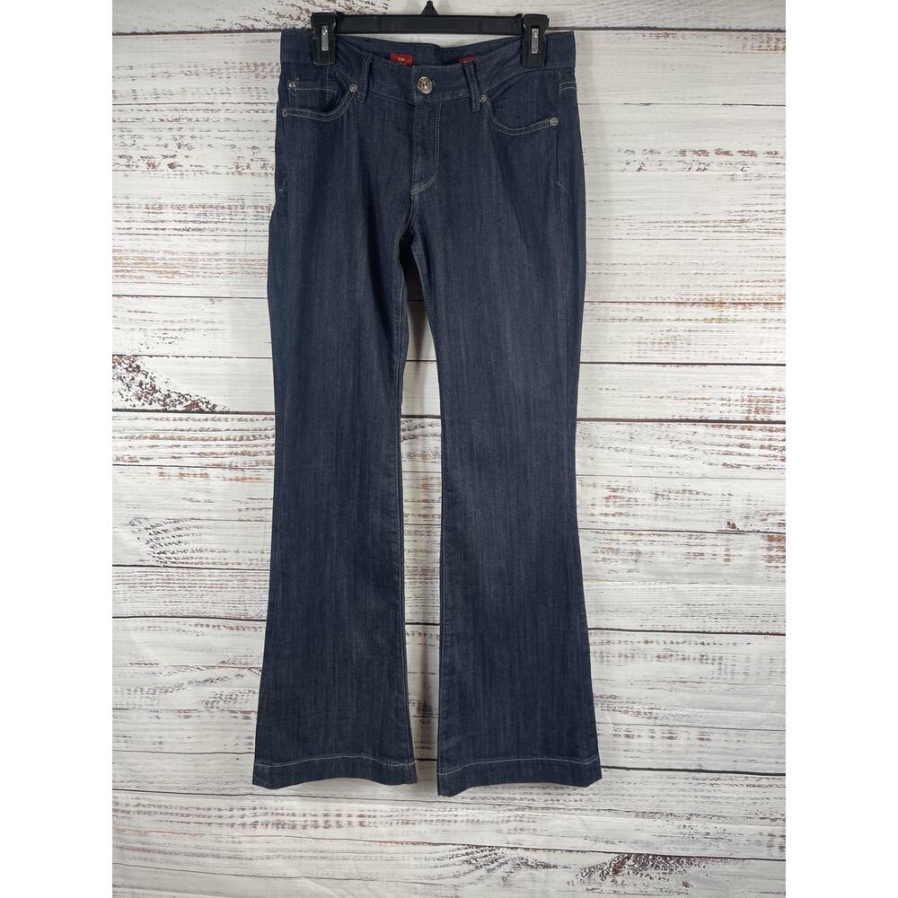 Express Jeans Women's SZ 4 Tall EVA Fit & Flare Dark Wash Stretch Denim Mid Rise